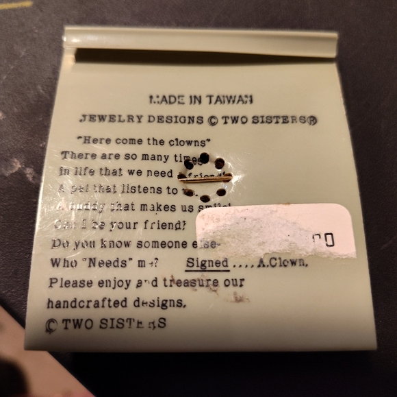 Vintage rare two sisters double moving clowns brooch - Picture 4 of 4